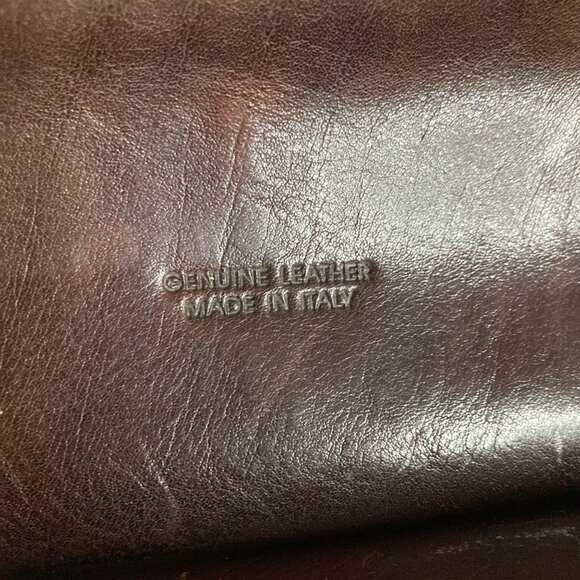 Mens Vintage Italian Leather Briefcase Attache Case Dark Brown 13 x17" Flaw - Picture 9 of 11